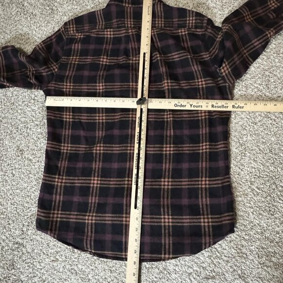 Portuguese Flannel Shirt Mens Medium Black Burgundy Plaid Button Down Cotton - Picture 6 of 8